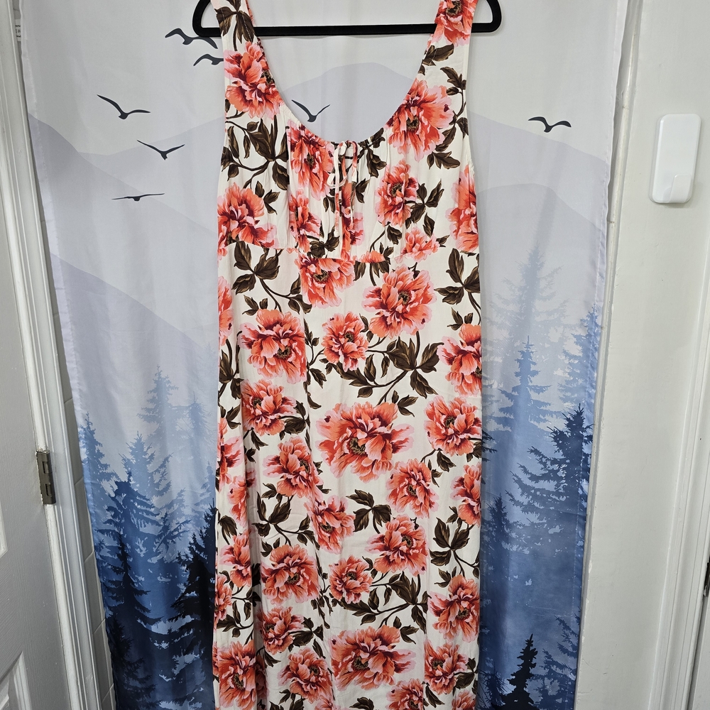 Old Navy Coral and Brown Floral Maxi Dress